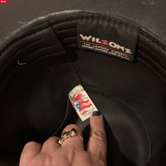 Vintage Wilson Hat Black Heavy Leather Cowboy Outback Hippie Western USA XL - Picture 8 of 8